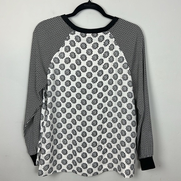 LOFT Black and White Mixed Print Long Sleeve Top Sz S - Picture 9 of 12